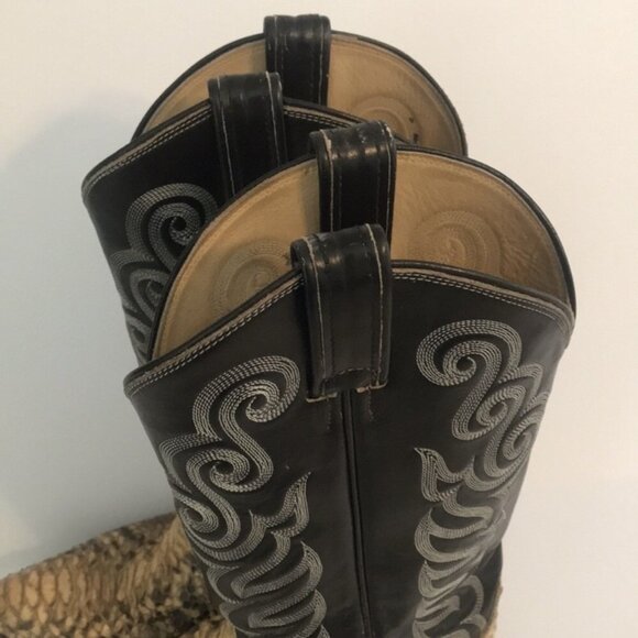 Tony Lama Boots Womens Size 6 Black Tan Snakeskin Western Cowboy Leather 3114 - Picture 8 of 14